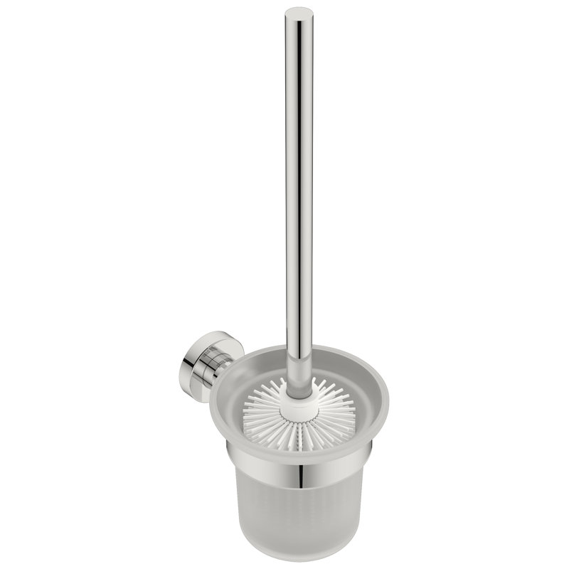 Brosse de toilette murale en métal 15,38 po 4600 Series et support, Acier inoxydable poli