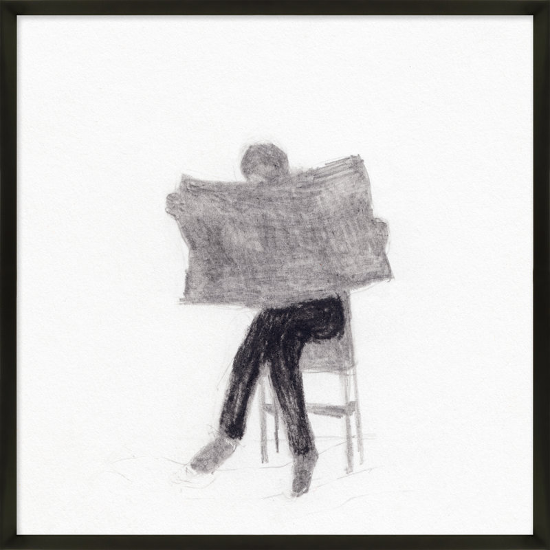 I Read The News Today Painting by Simon Schneiderman, 24" H x 24" W, Black
