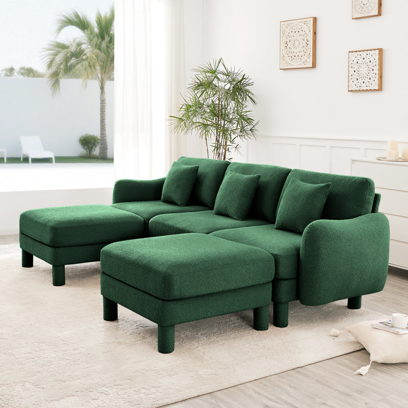 Canapé modulaire en forme de U en tissu 3 Boucle, Green