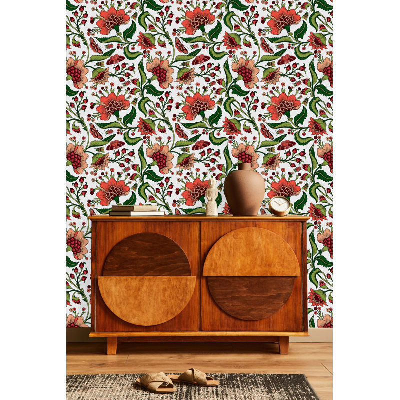 Peel & Stick Floral Tile, 2.08' W x 10.42' L