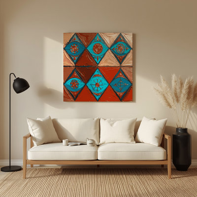 Southwestern Patterns Zuni Diamonds 240 Brown Metal Wall Art