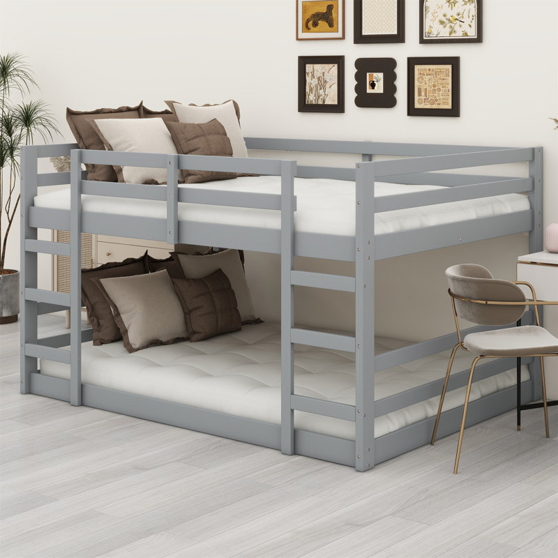 Lit superposé double au dessus d'un lit double Kadejah Kids, Gris
