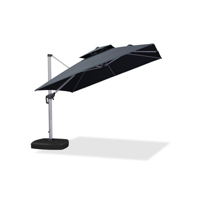 120'' Square Cantilever Umbrella With Wheeled Base,Gray
