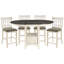 2Pc Counter Height Chairs In Antique White Finish - Upholstered Brown Seat For Soft Eating Style Dining Spot