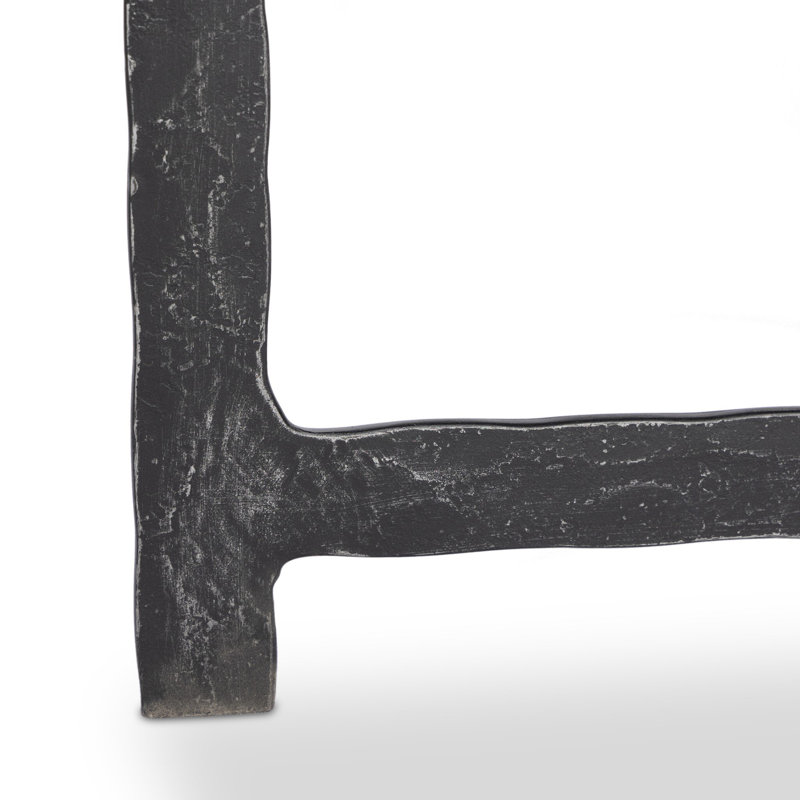 Hammered Iron End Table-White Marble, Charcoal Marble Top/Hammered Black Iron Base