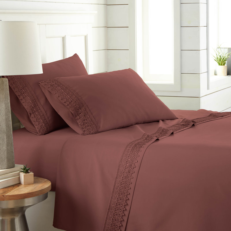 Ensemble de draps en microfibre Jaquil, Très grand californien, Marsala