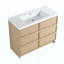 Meuble-lavabo autoportant avec lavabo en résine et 2 portes d'armoire à fermeture en douceur, contreplaqué, chêne Dune