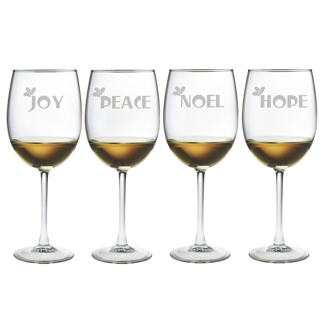 Joy Peace Noel Hope 19oz. Wine Glass Set (Set of 4) Susquehanna Glass