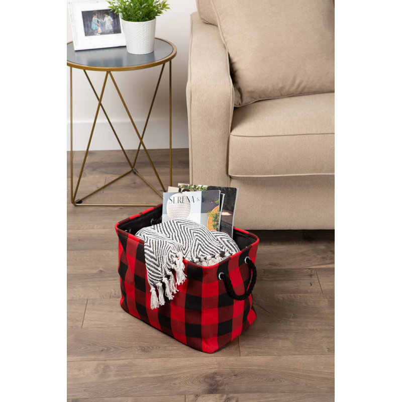Bac en tissu Coleto Buffalo Check, H 15 po x l 12 po x P 17,75 po, Rouge / Noir