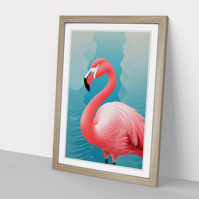 Flamingo Op No.2 - Framed Print, 64cm H x 46cm W, Oak Framed