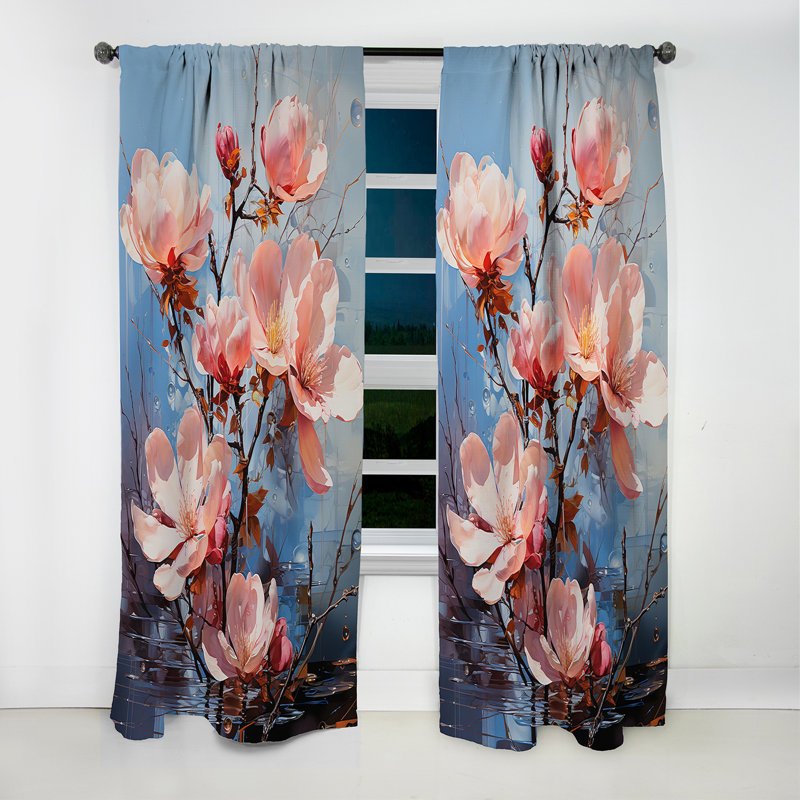 Cheeseman - Magnolias Floral Blackout Curtain - 1 Panels, 52" W x 84" L