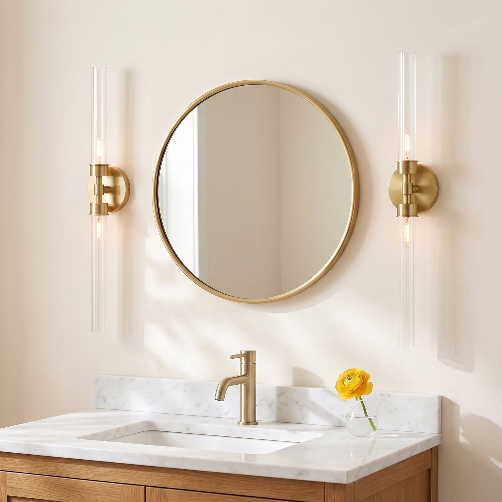 Linger 2 Light Dimmable LED Bath Bar, Natural Brass