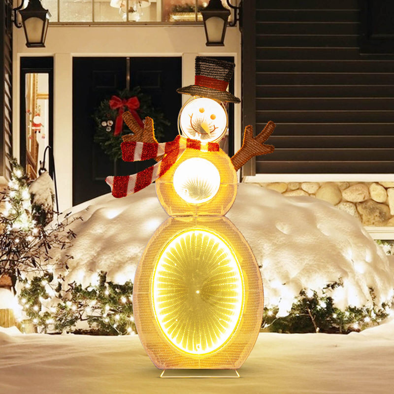 2.6 Ft Lighted Snowman With 105 Built-in Led Lights Metal Stand Zip Tie Stakes
