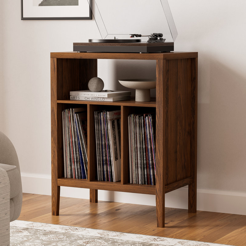 Farmhouse Wood  Record Player Stand  For Bedroom, Living Room, Brown