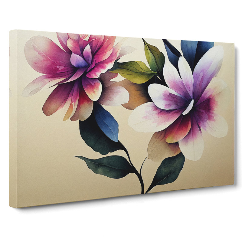 Charming Watercolour Flowers - Wrapped Canvas, 35cm H x 50cm W x 3cm D