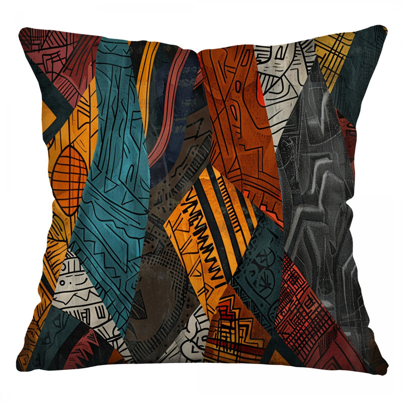 Coussin décoratif abstrait, sergé de coton abstrait, Carré 20 po