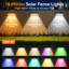 Lumières de clôture solaires extérieures imperméables, blanc chaud et 9 couleurs fixes et lumières changeantes de couleur à énergie solaire, clôture solaire pour l'extérieur
