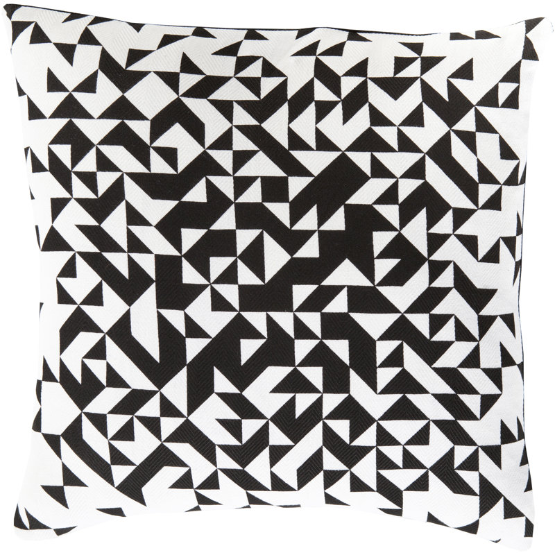 Teori Geometric Cotton Throw Pillow, 20" x 20", Black\Neutral, Pillow Cover Only - No Insert