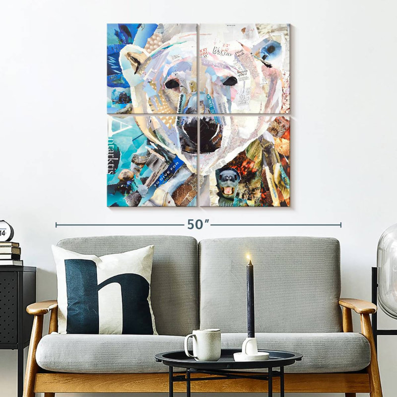 Brampt Polar Bear Collage, 32" H x 32" W