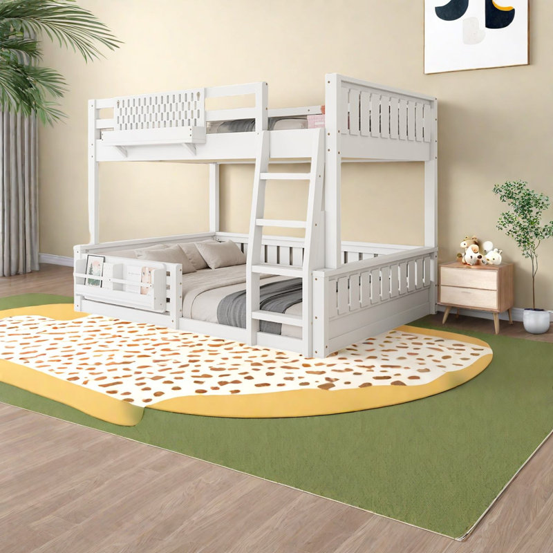 Lits superposés en bois peu encombrants avec rangement, conception blanche moderne pour maison familiale