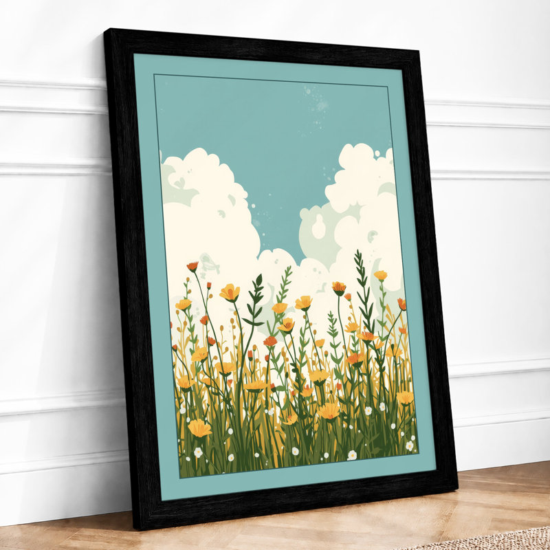Summer Meadow Modern - Framed Print, A1 - 84.1 x 59.4 cm, Black