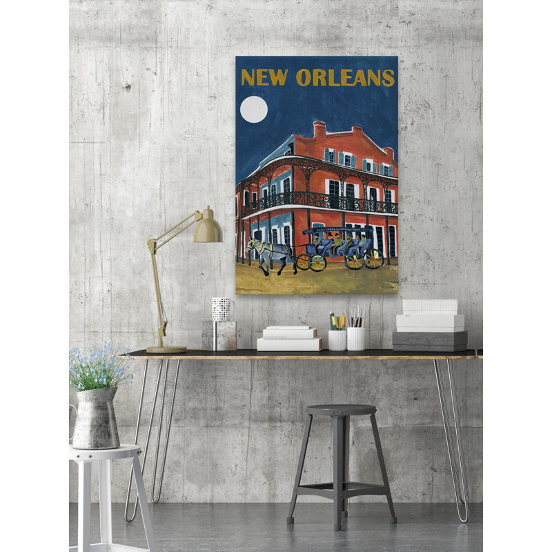 Corner Street par - peinture sur toile tendue, H 45 po x l 30 po x P 1,5 po