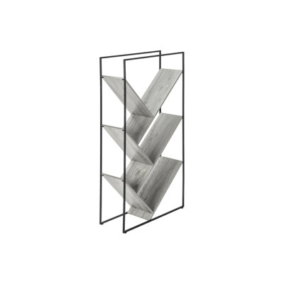 Modern 3 Tier , Grey And Black Colors, 60" For Office Bedroom Decor Bookcase, Laminate Metal Construction,