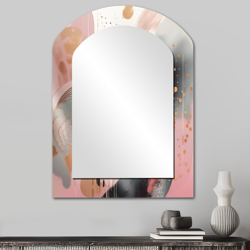 Miroir mural rose moderne, 34 po x 25 po