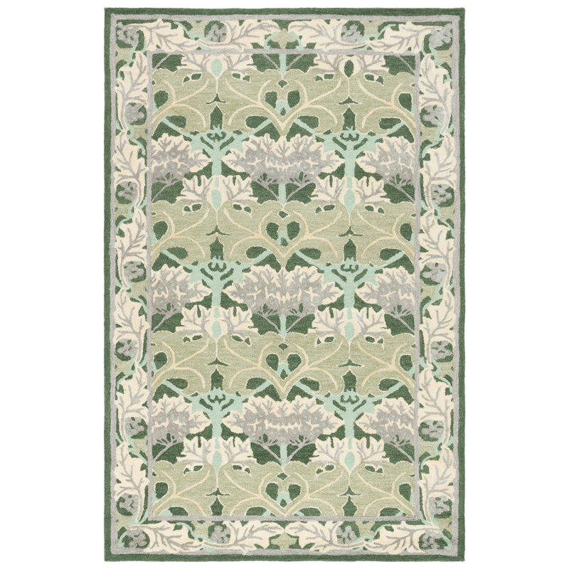 Earthly Treasures Hand Tufted Wool;Cotton;Viscose Geometric Indoor Rug, Rectangle 6' x 9'