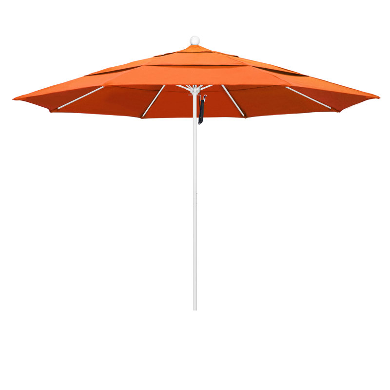 Parasol de marché 11 pi Silva, Toile Sunbrella® tangerine, Pierre noire