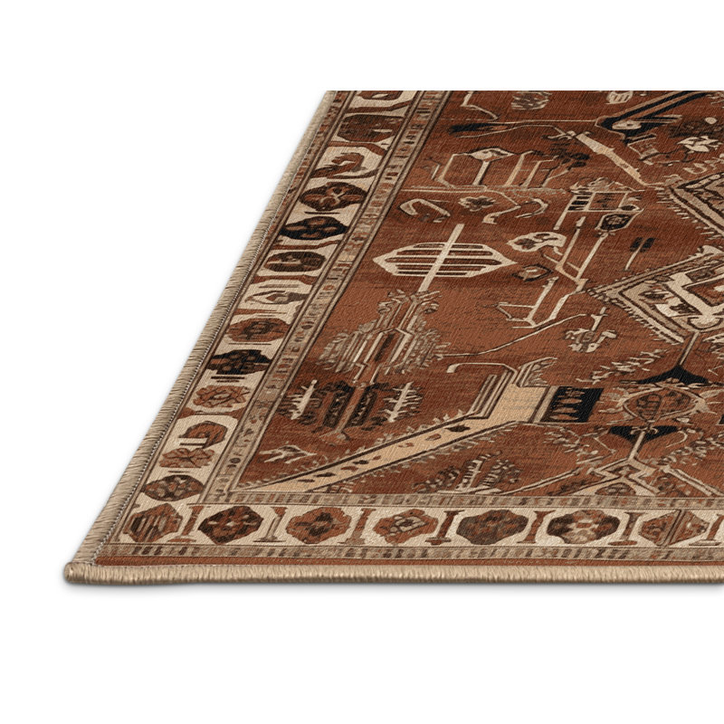 Tapis brun lavable à la machine, Carré 8 pi