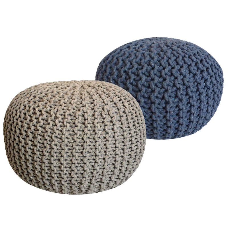 Iyana 55cm Wide Pouf Ottoman, Blue/Grey