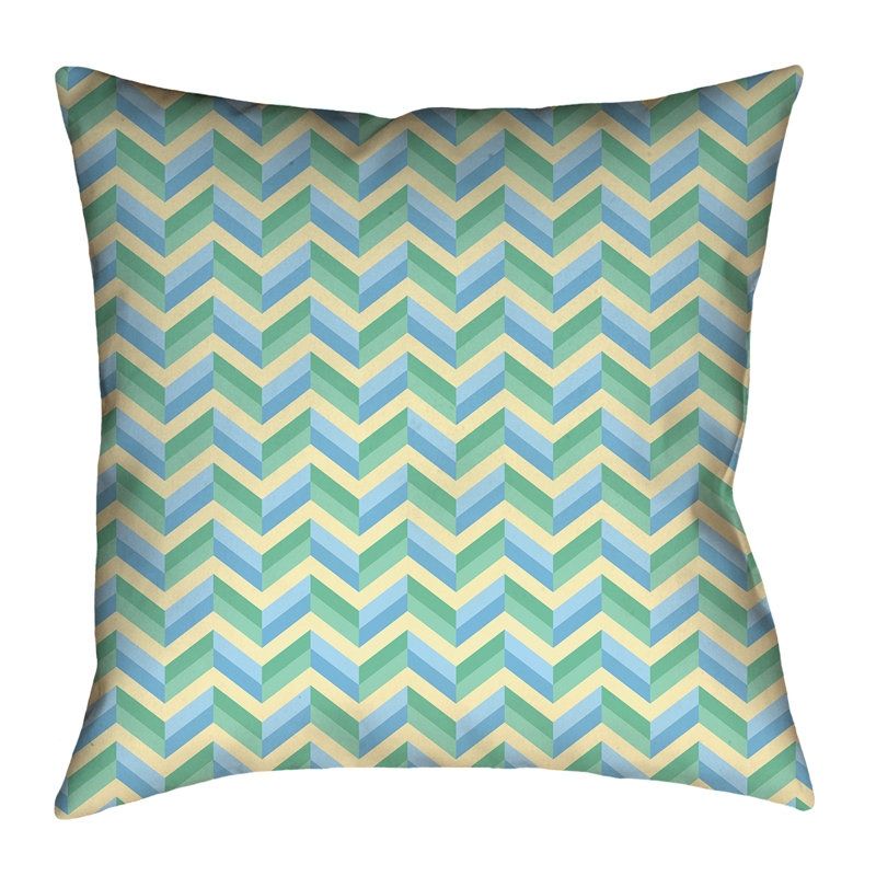 Katelyn Elizabeth Chevron Reversible Throw Pillow, 18" x 18", Green/Blue