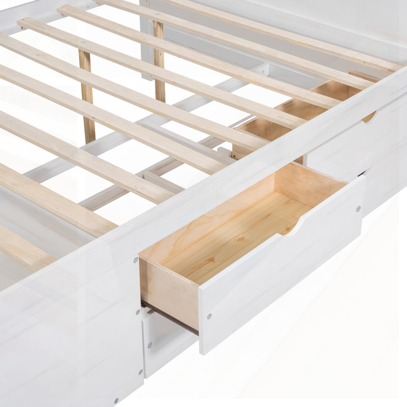 Lit de jour double avec tiroirs; Ensemble de lattes et tablettes, meubles compacts et élégants pour les maisons modernes