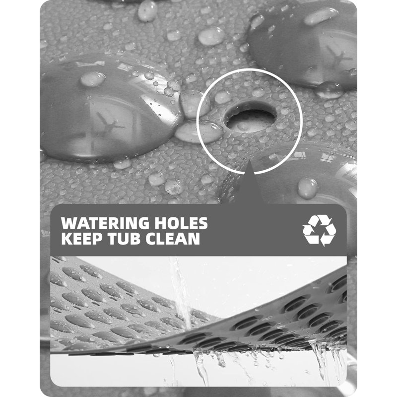 Delapaz Plastic / Acrylic Non-Slip Shower Mat, Gray