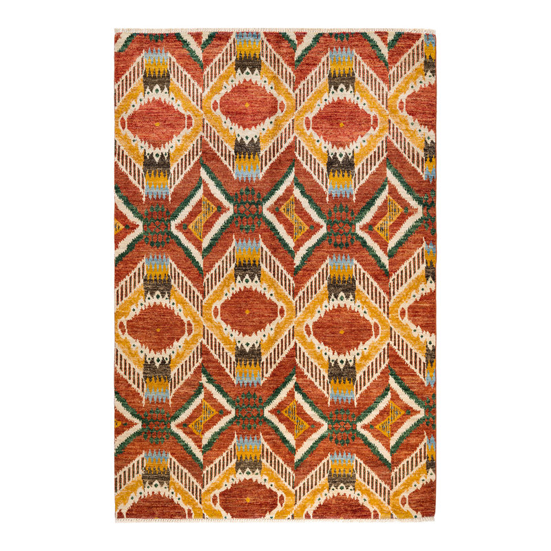 Contemporary One-of-a-Kind 6' 0" x 9' 1" Hand Knotted Area Rug