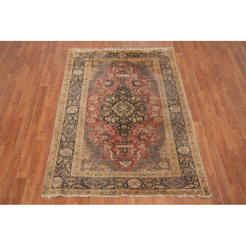 Tapis de teinture végétale 100% soie pré-1900 4 x 6