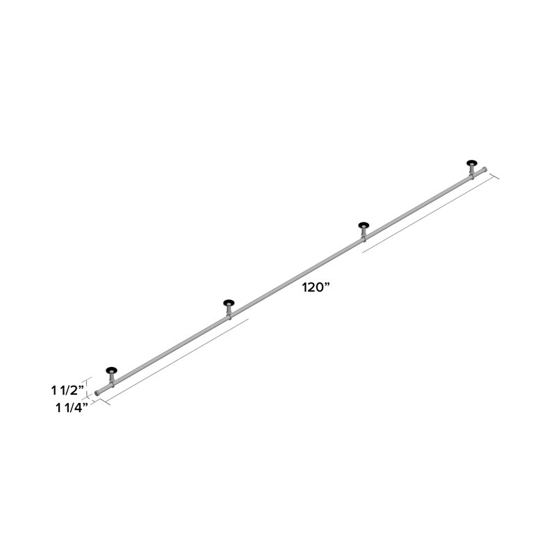 Tringle à rideaux simple 1 po Caidance, 66 - L 120 po, Nickel satiné