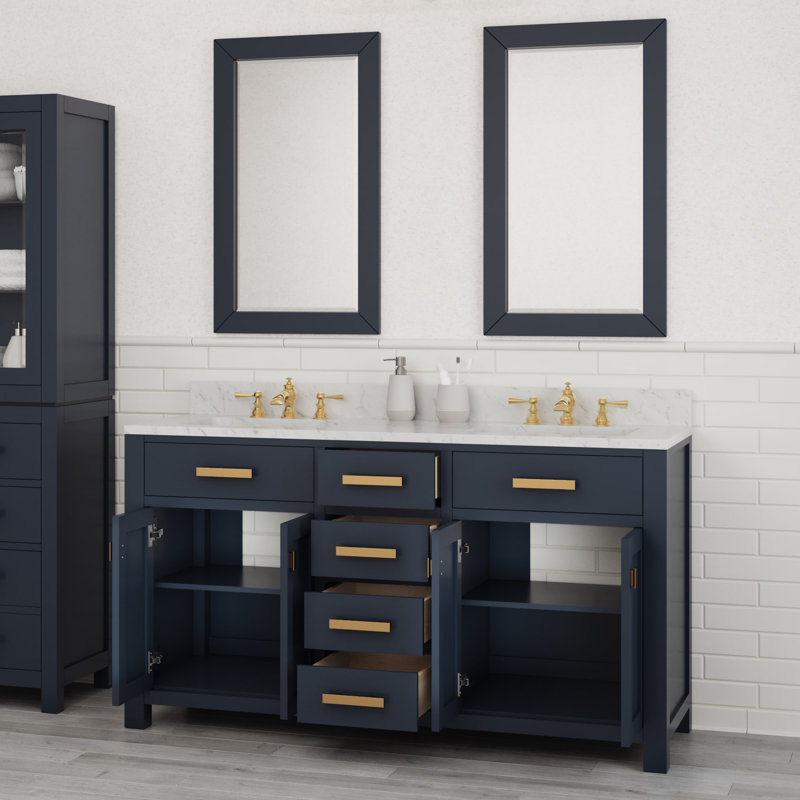 Ensemble de meuble-lavabo double 60 po Minnetrista, Bleu monarque