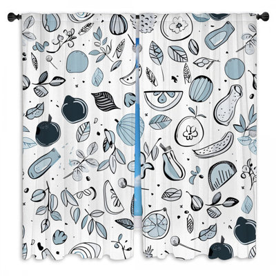 Fruits Window Curtains  Floral Modern Drapes - 2 Panels