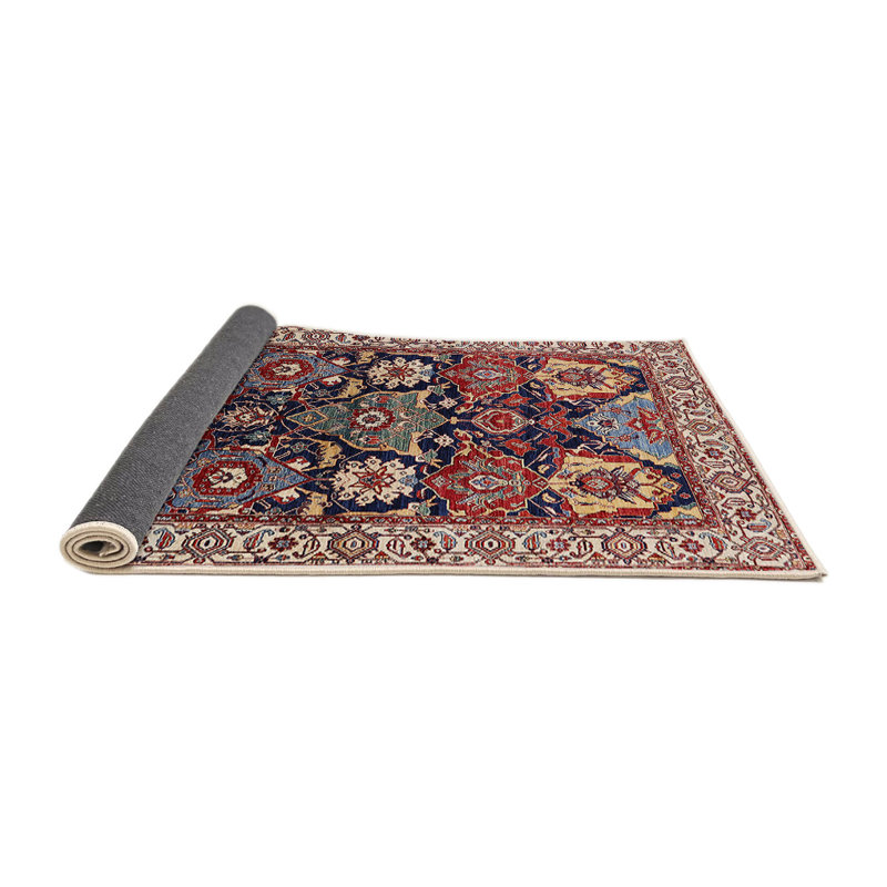 Tapis ivoire / bleu / rouge, Rond 4 pi