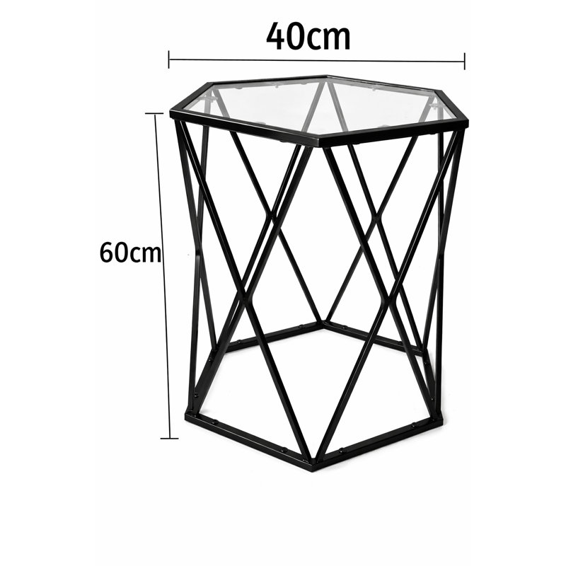 Kandan Glass Top Frame End Table