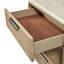 Table de chevet avec deux tiroirs spacieux, tiroir unique avec détails en corde, fonction de fermeture en douceur, chargement pour gadgets, tablette ouverte, surface en pierre, bois massif beige +, 16,62 po de profondeur, 29,31 po de largeur, 28,93 po de hauteur,