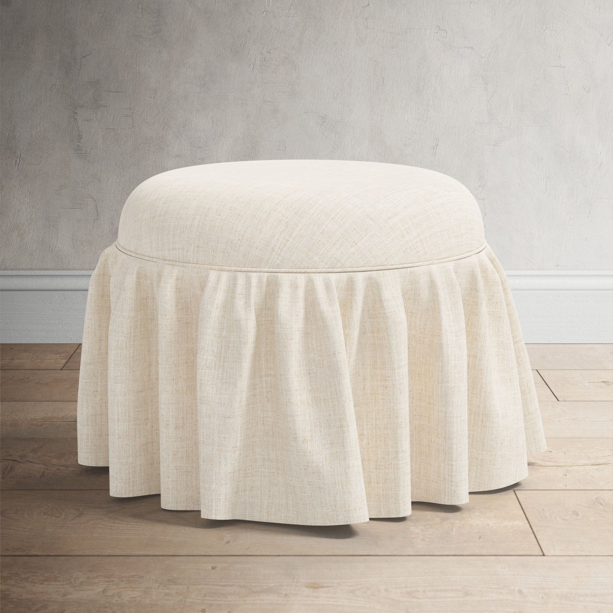 Jebb Upholstered Ottoman, Classic Talc Linen