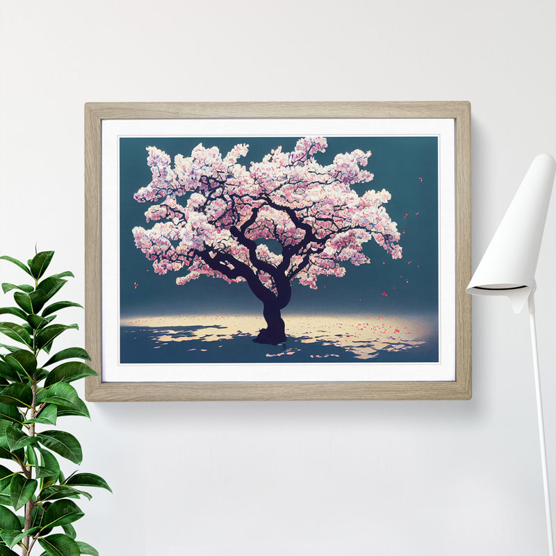 Ethereal Blossom Tree - Framed Print, 25cm H x 34cm W x 2cm D, Oak
