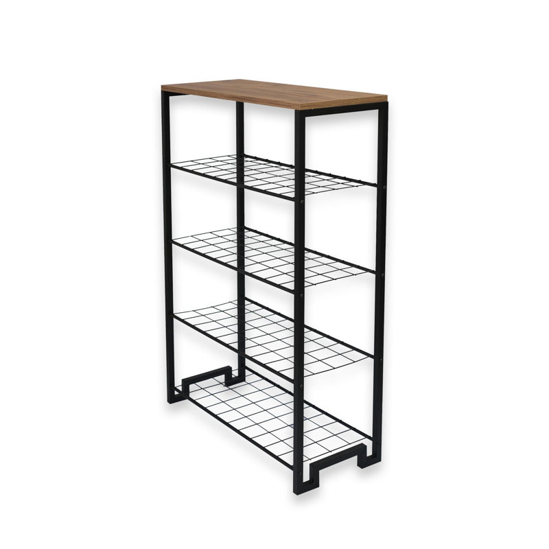Industrial Shoe Cabinet with Metal Frame, Atlantic Pine & Black, 29.5 x 28.3 x 42.9 inches | 100% Melamine Coated Particle Board, Thickness: 0.3 inches | Stylish & Functional Storage Solution for Home Entryway