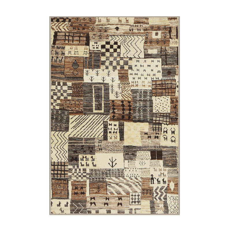 Tapis beige/brun contemporain, Rectangle 7 pi x 9 pi