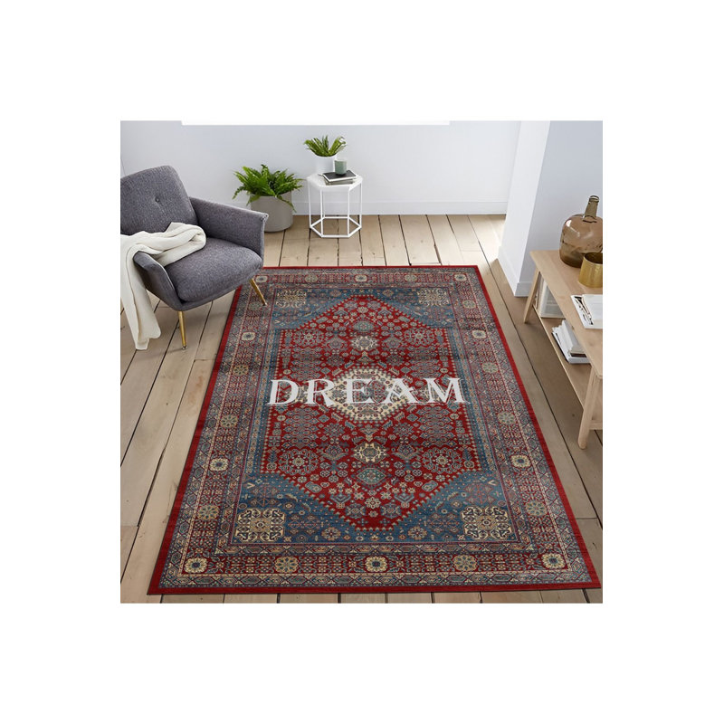 Tapis décoratif lavable à la machine multicolore, Sous-tapis rectangulaire de 3 pi 3 po x 4 pi 11 po