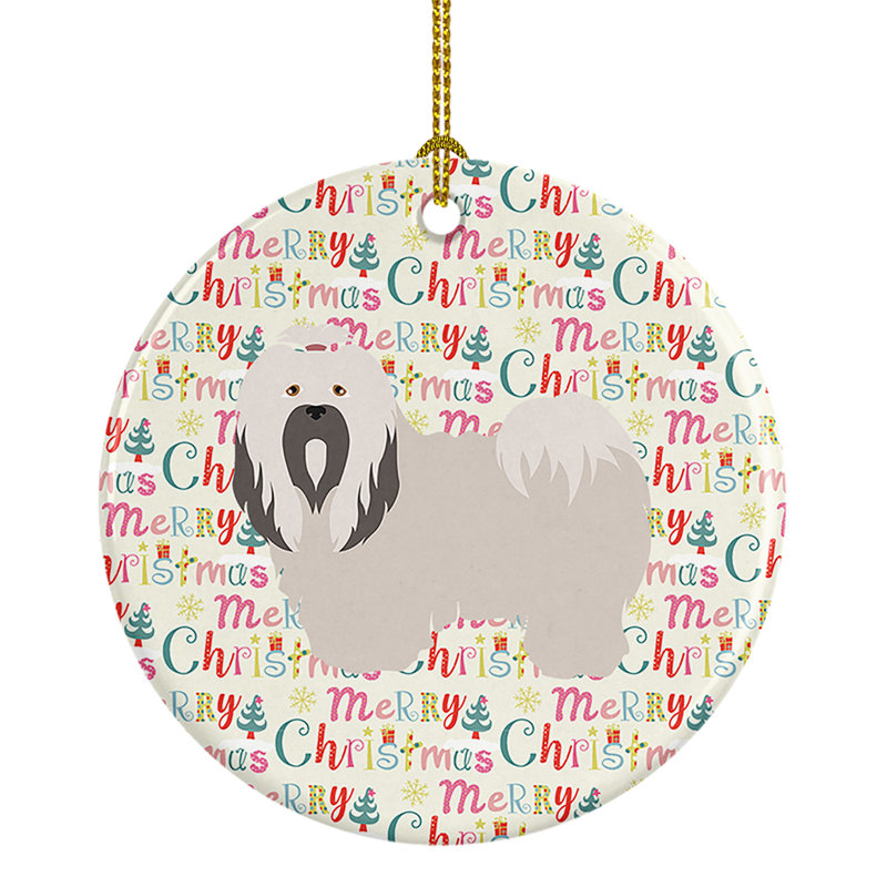 Ornement suspendu Lhasa Apso Merry Christmas