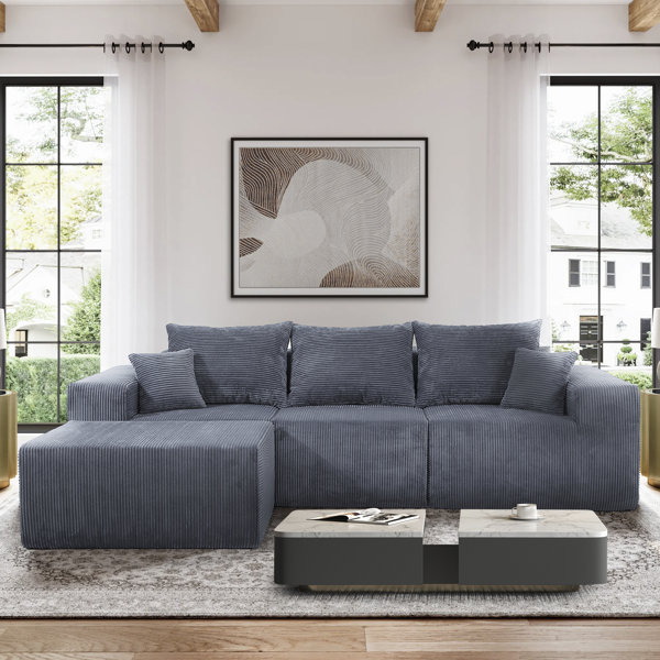 Modular Sofa Receptions Mercer41 4-Piece Modular Reception Sofa with Chaise, No Assembly Needed ...